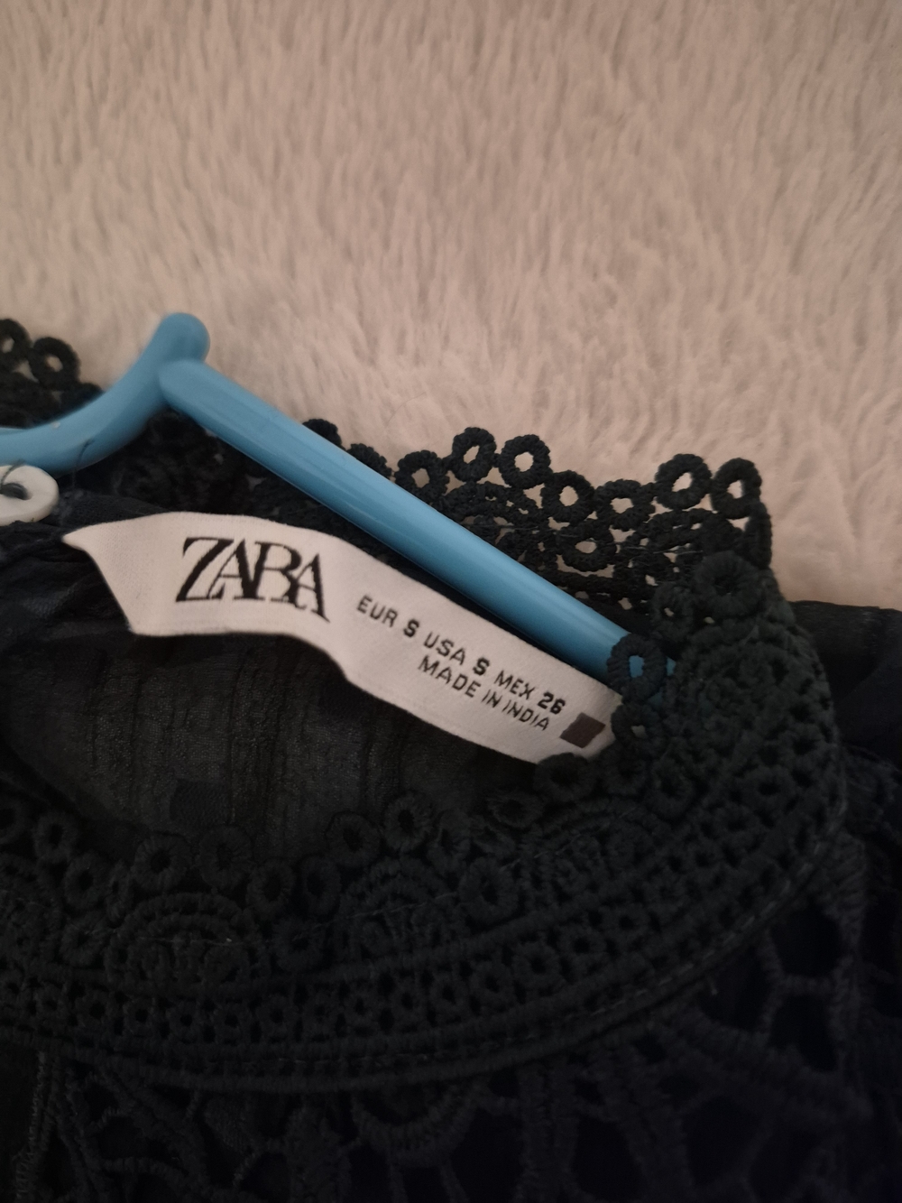 Elegant Dark Teal Lace Yoke Blouse - Women Tops - Picture 9 of 11